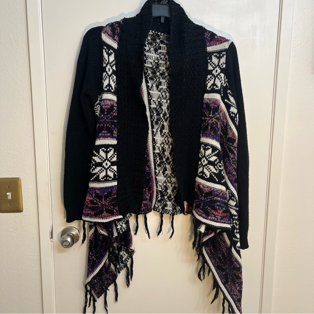 Poof! Black and Purple Patterned Cardigan